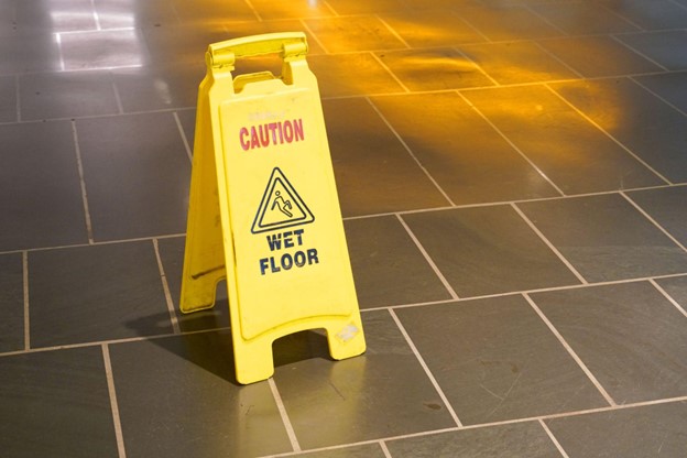 Caution Wet Floor in a Restaurant